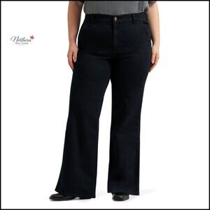 Plus Size A-Line Wide Leg Jeans, Stretch Denim, High Rise Fit